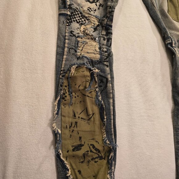 Smoke Rise Cargo Fashion Denim Streetwear Street Ware Wear Mens Jeans Doodle Uti - Picture 3 of 16